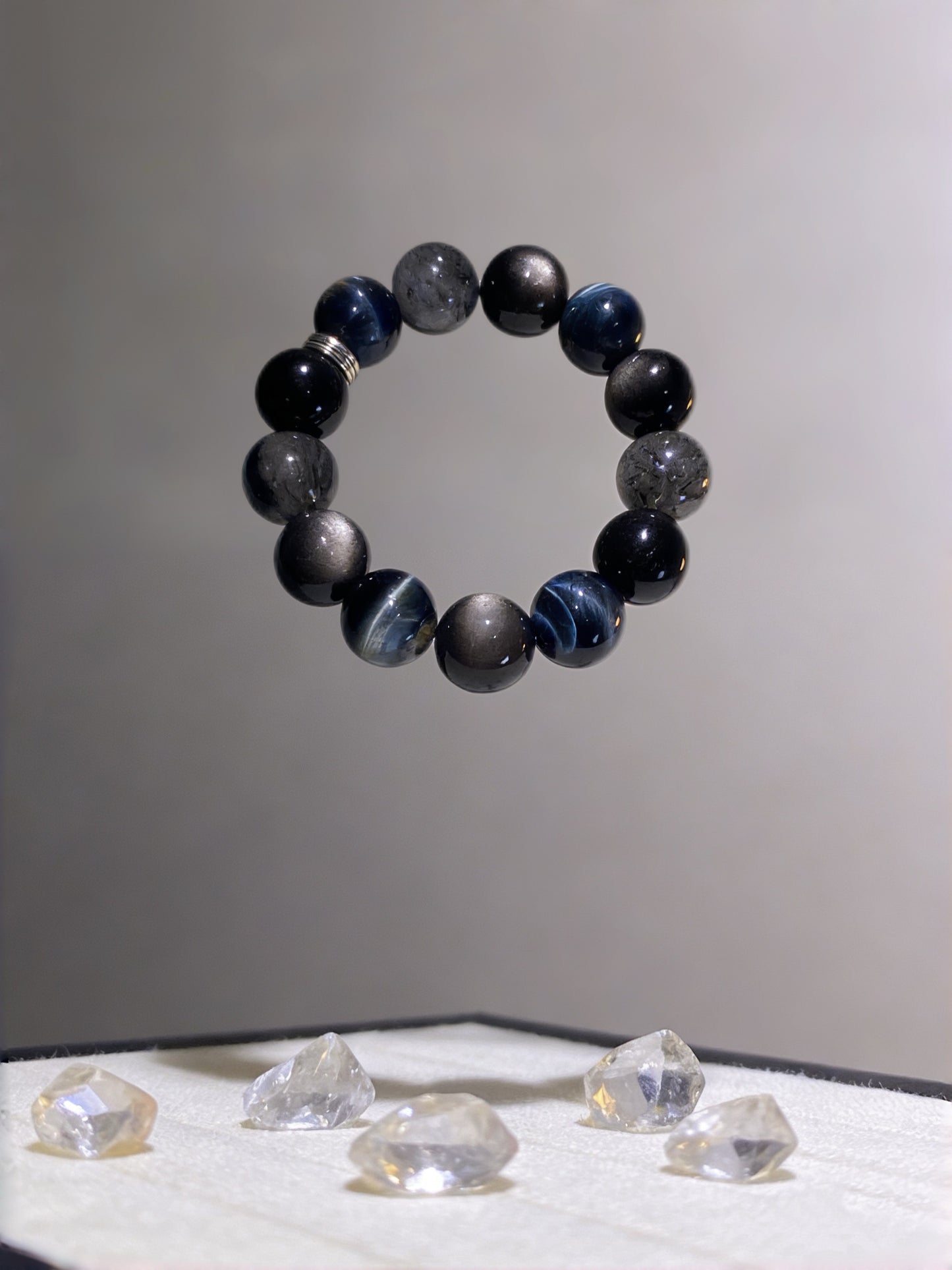 🔮 Your Destiny Bracelet: Blue Tiger Eye + Obsidian for Cosmic Protection