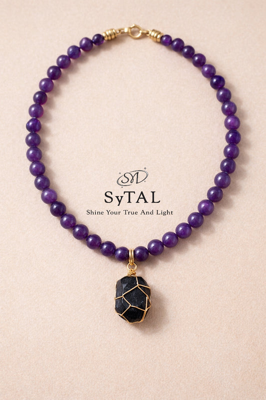 Amethyst & Black Tourmaline Guardian Pet Collar